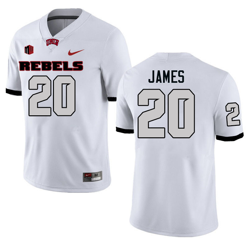 Men #20 Kylin James UNLV Rebels College Football Jerseys Stitched-White
